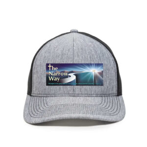 Heathered Grey and Black Cap with color print logo